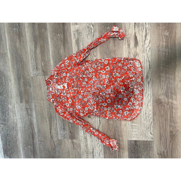NWT Floral Print Gap Button Down casual top w Floral white orange print size xs - Picture 1 of 4